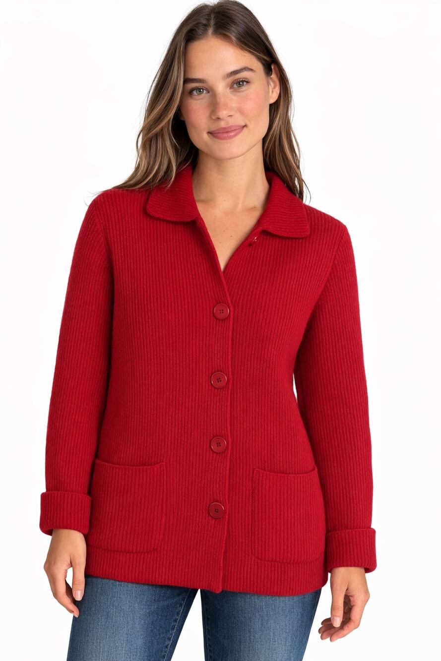 Neiman Marcus 100% Cashmere Cardigan Sweater Red 1990s Classic S